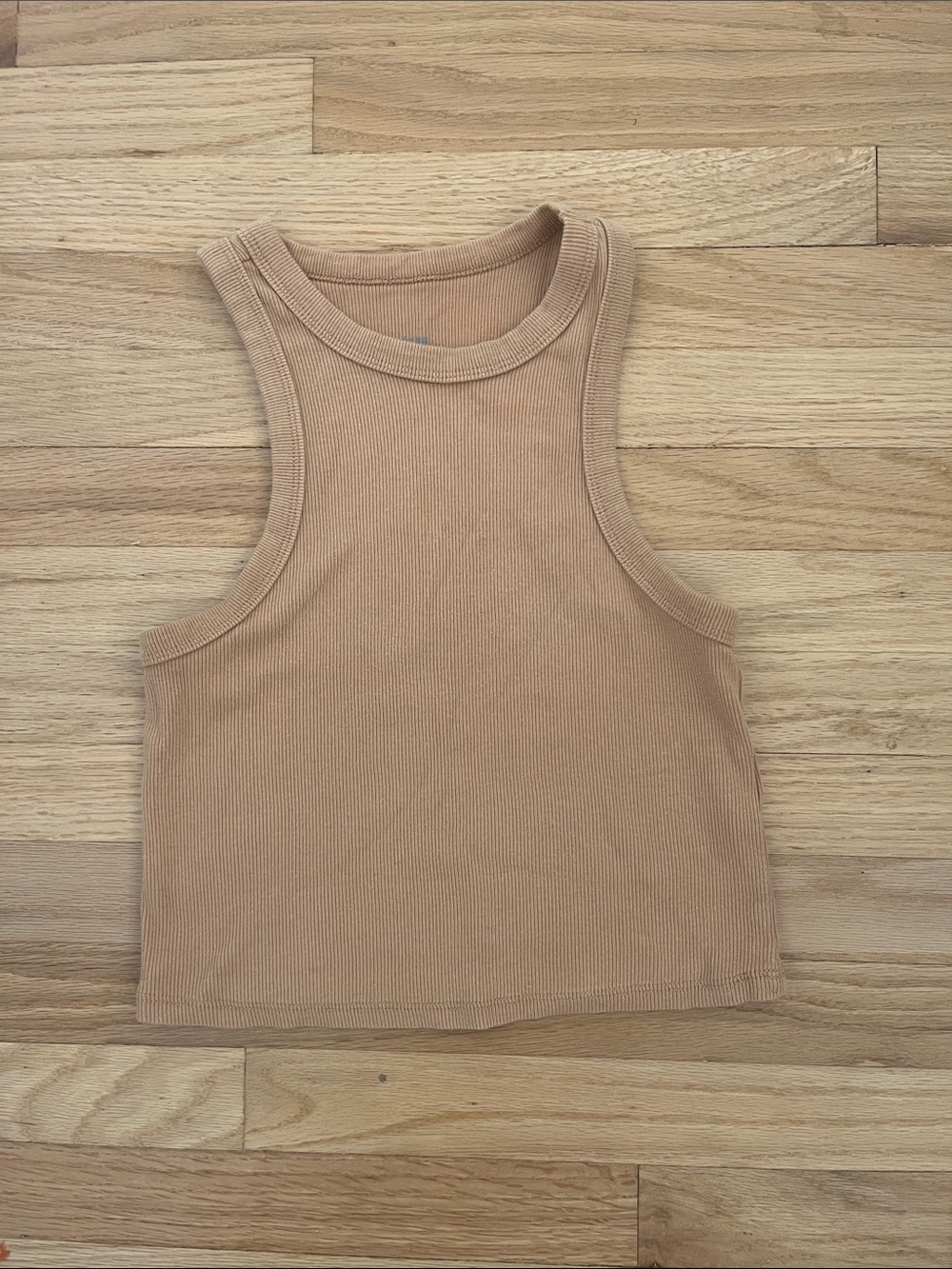 Maeve Ribbed Crop Tank Top - Brown